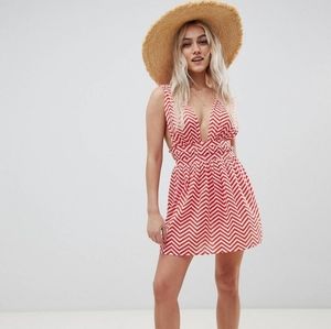 Red chevron print dress